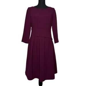Elegant Plum Fit & Flare Dress w/Pockets | Office to Evening